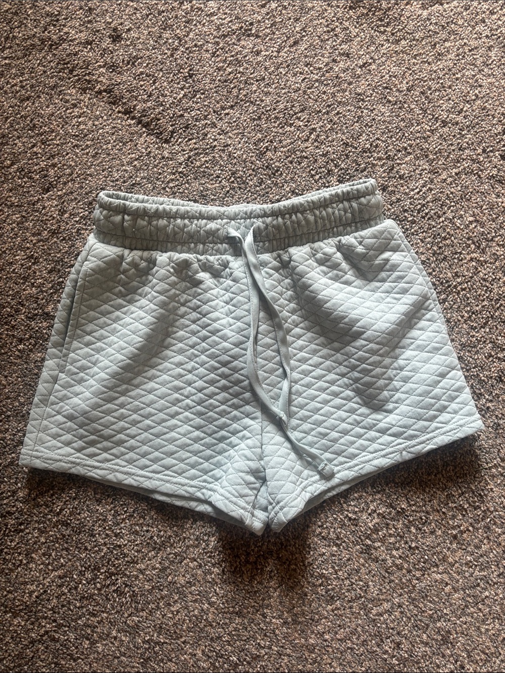 Quilted Drawstring Women’s Shorts — Light Blue